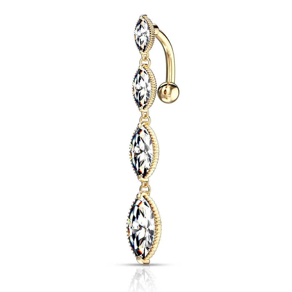 Belly Button Piercing Top Down Marquise Cut 4 Zirconia - Image 4