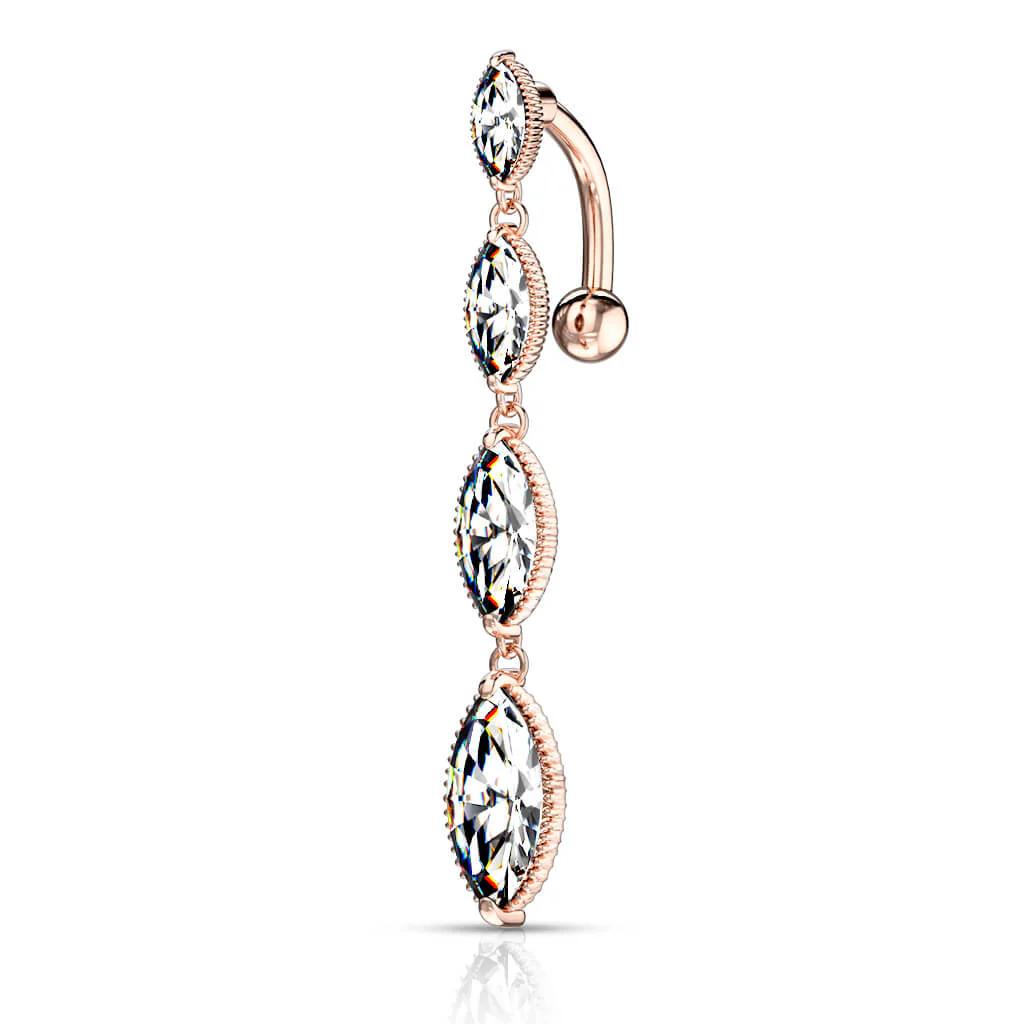 Belly Button Piercing Top Down Marquise Cut 4 Zirconia - Image 7