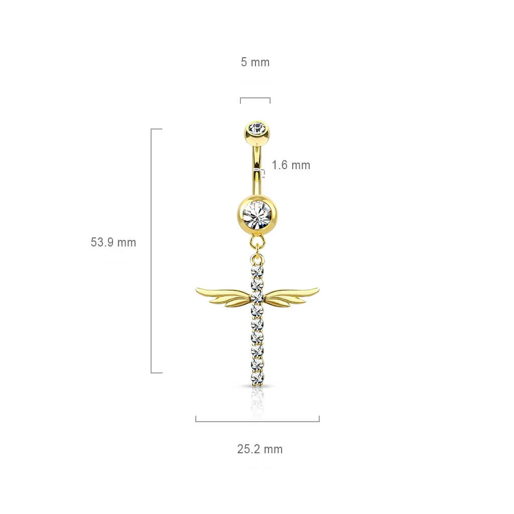 Belly Button Piercing Wings dangle Zirconia - Image 3