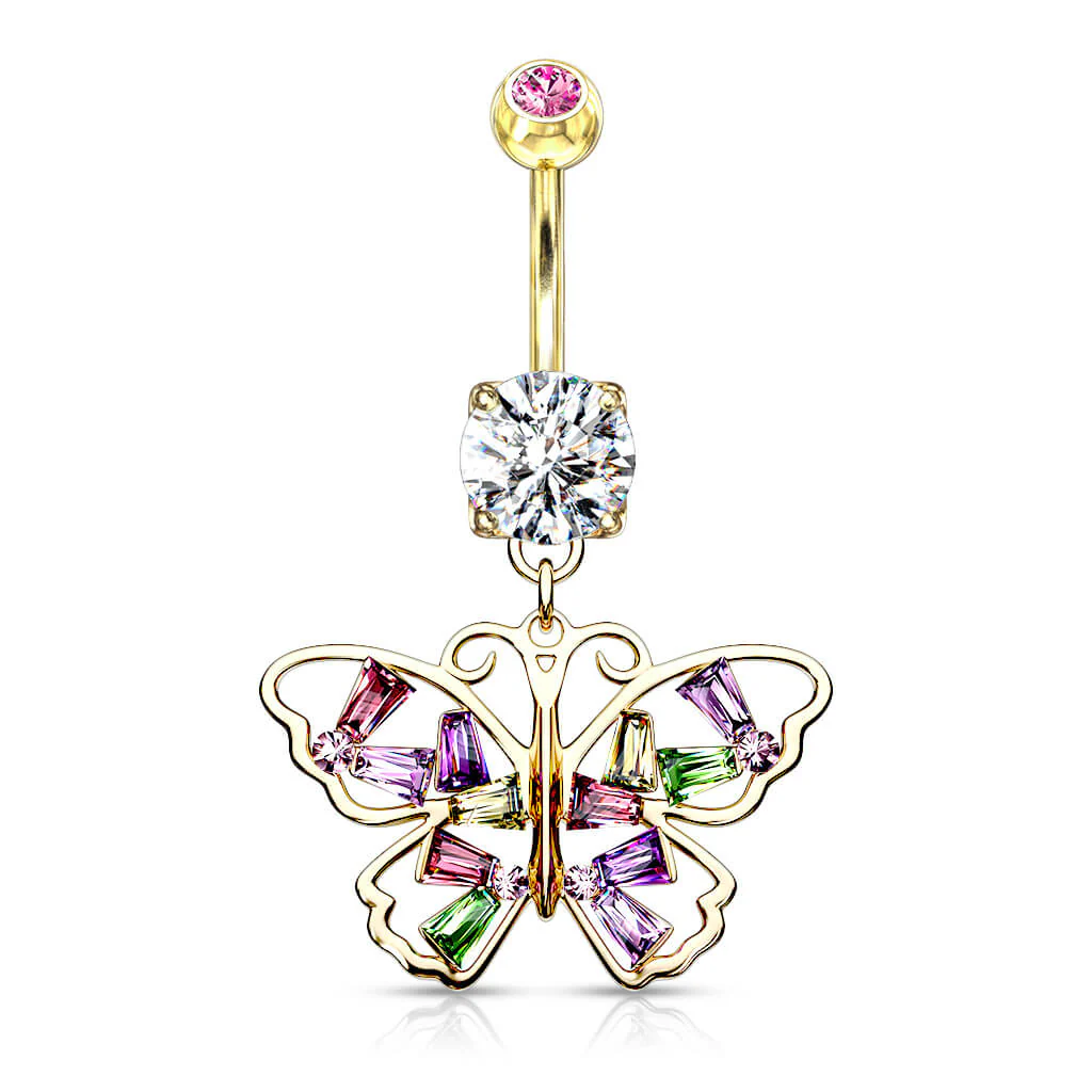 Belly Button Piercing Butterfly coloured dangle Zirconia - Image 7