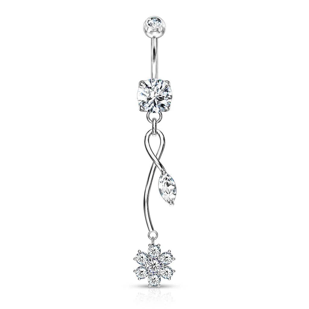 Belly Button Piercing Flower dangle Zirconia - Image 2