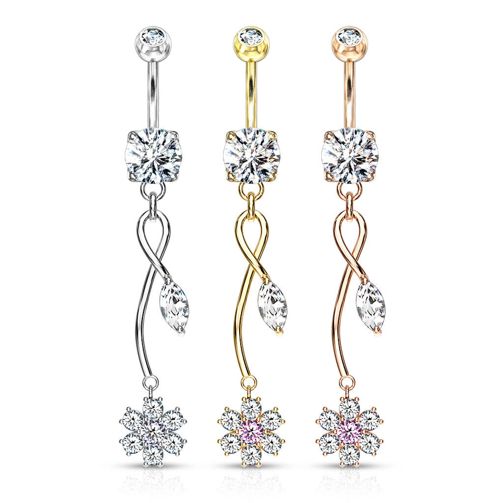 Belly Button Piercing Flower dangle Zirconia - Image 5