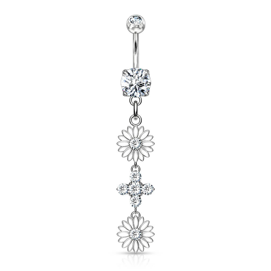 Belly Button Piercing Flower dangle Zirconia - Image 2
