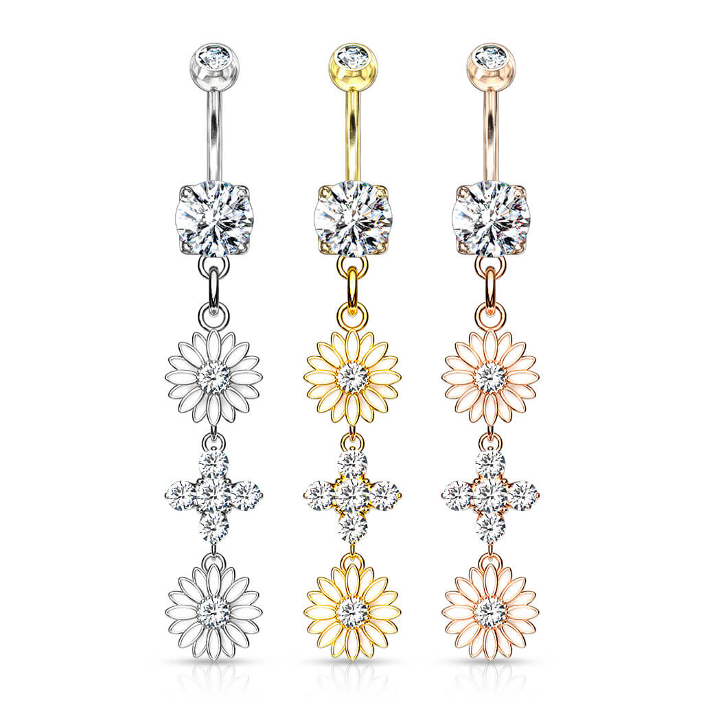 Belly Button Piercing Flower dangle Zirconia - Image 5