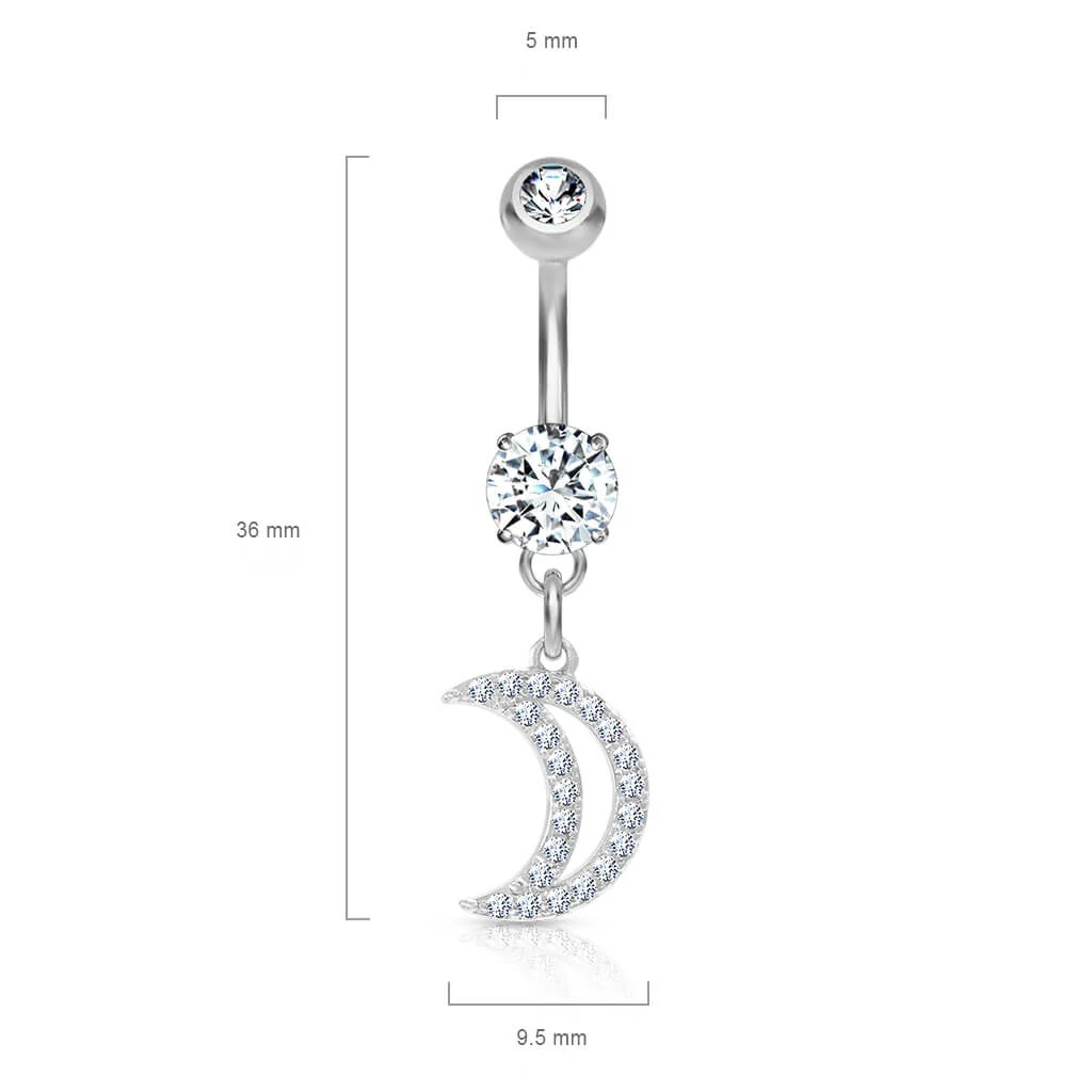Belly Button Piercing Moon dangle Zirconia - Image 3