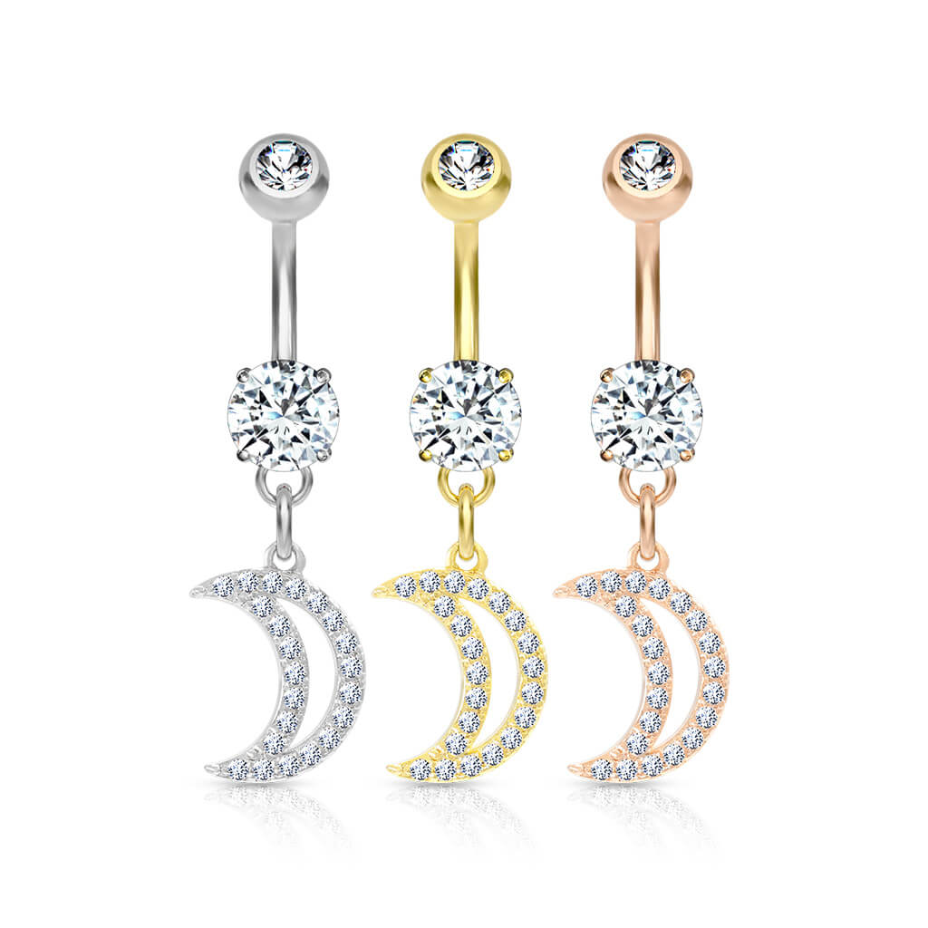 Belly Button Piercing Moon dangle Zirconia - Image 5