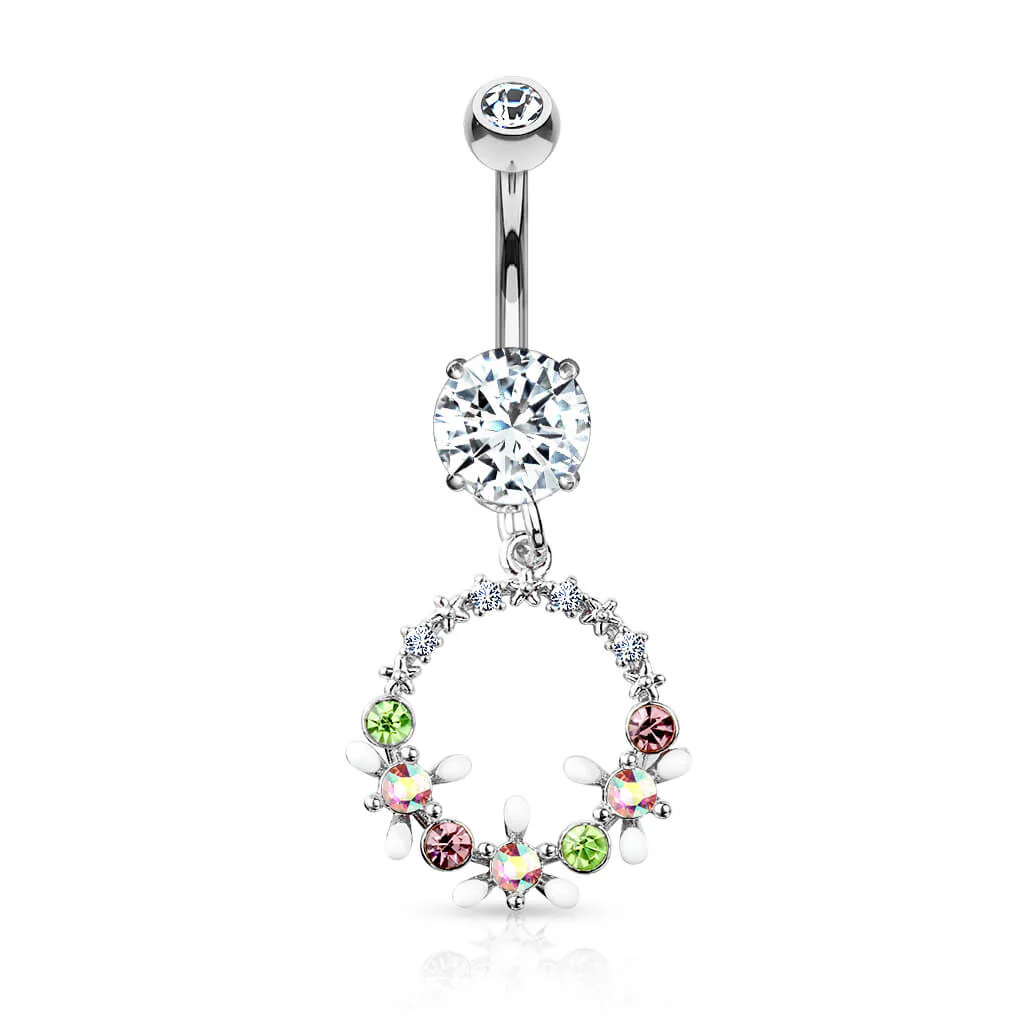 Belly Button Piercing Flower Wreath dangle Zirconia - Image 2