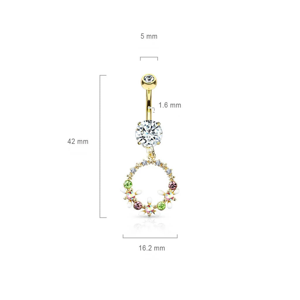 Belly Button Piercing Flower Wreath dangle Zirconia - Image 3
