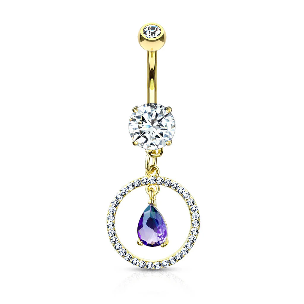 Belly Button Piercing Circle Drop dangle Zirconia - Image 4