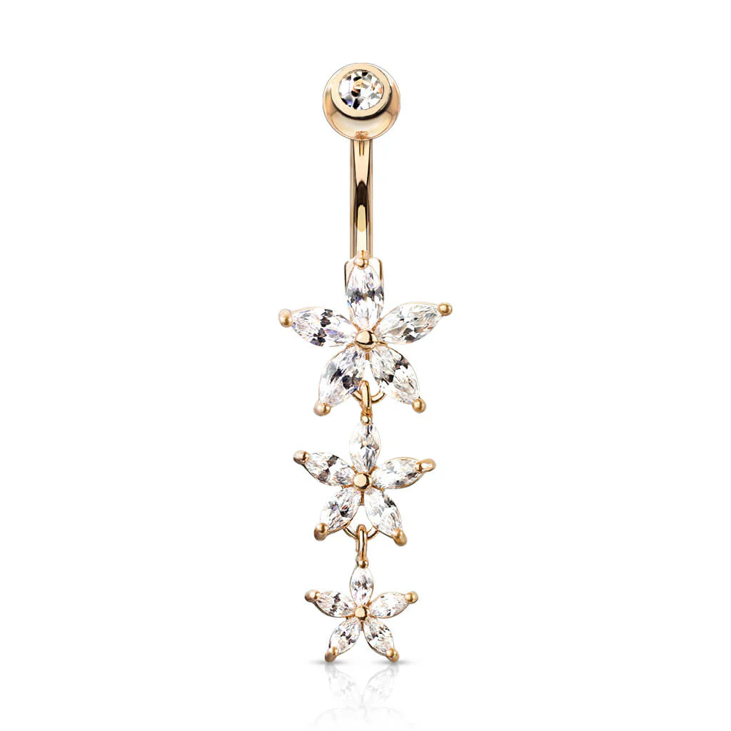 Belly Button Piercing dangle Flower Zirconia - Image 8