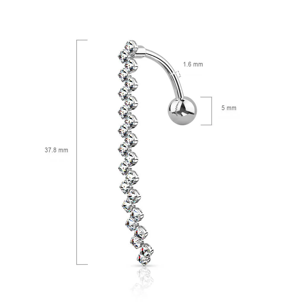 Belly Button Piercing Zig Zag dangle Zirconia - Image 3
