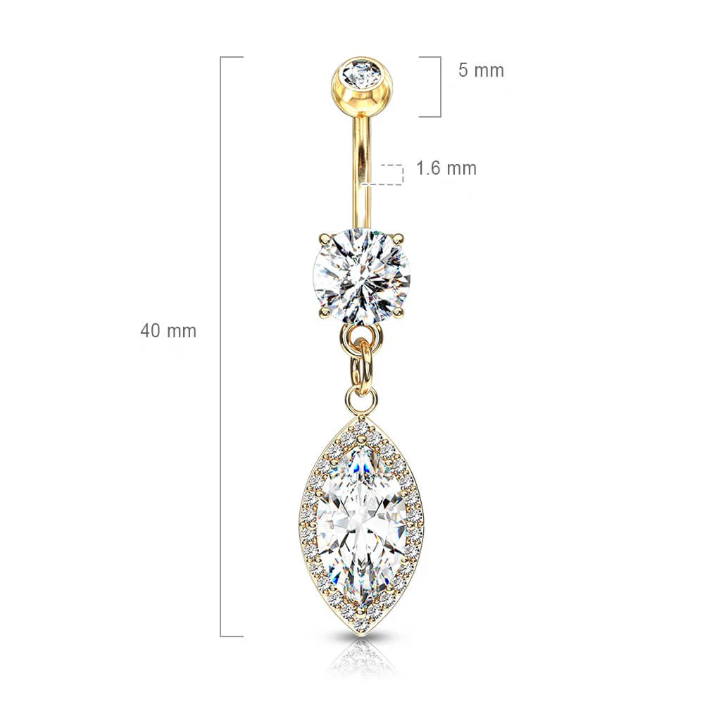 Belly Button Piercing Oval dangle Zirconia - Image 3
