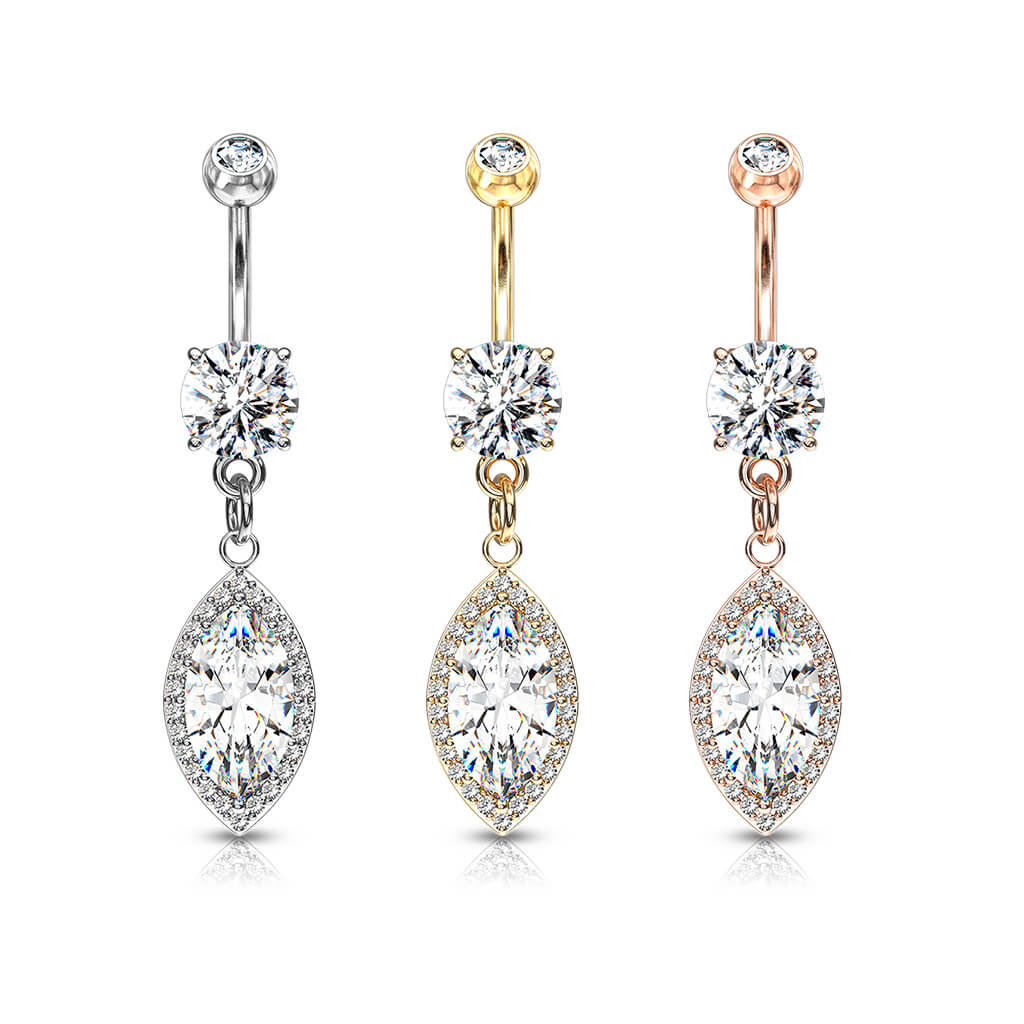 Belly Button Piercing Oval dangle Zirconia - Image 5