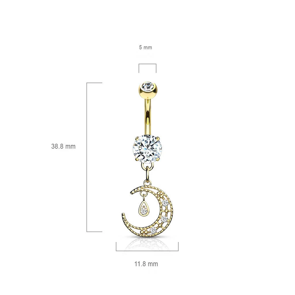 Belly Button Piercing Moon dangle Zirconia - Image 3
