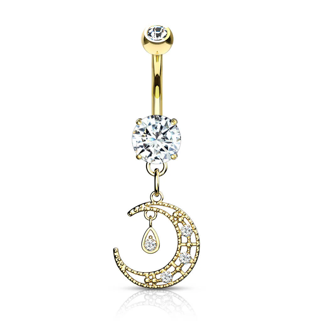 Belly Button Piercing Moon dangle Zirconia - Image 4