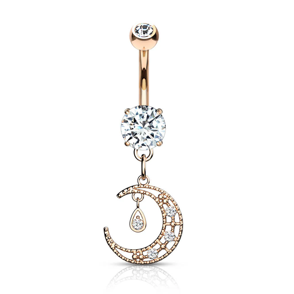 Belly Button Piercing Moon dangle Zirconia - Image 7