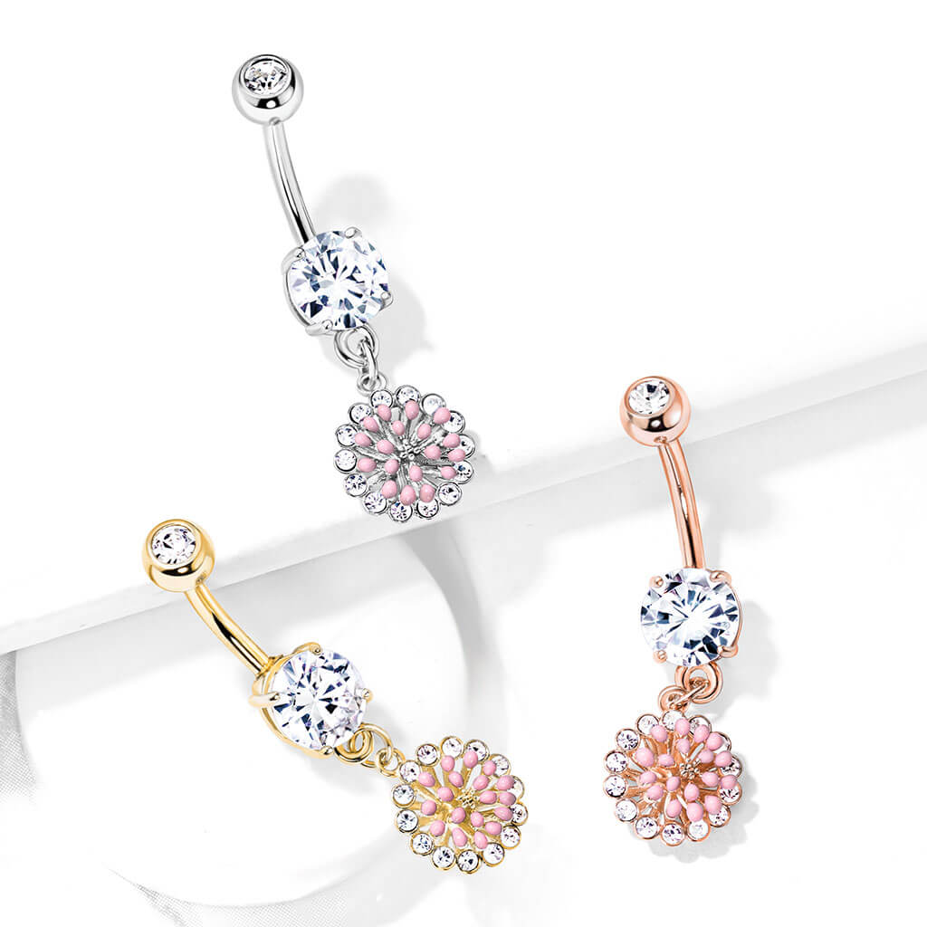 Belly Button Piercing Flower dangle Zirconia - Image 6