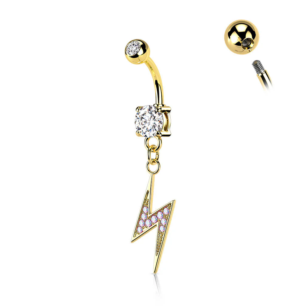 Belly Button Piercing Lightning Bolt dangle cubic Zirconia - Image 4