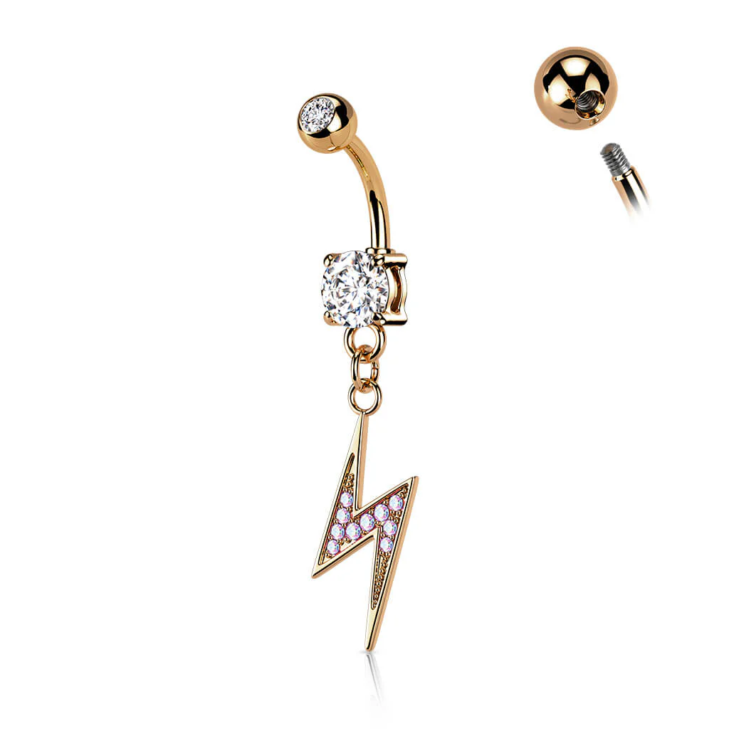 Belly Button Piercing Lightning Bolt dangle cubic Zirconia - Image 7