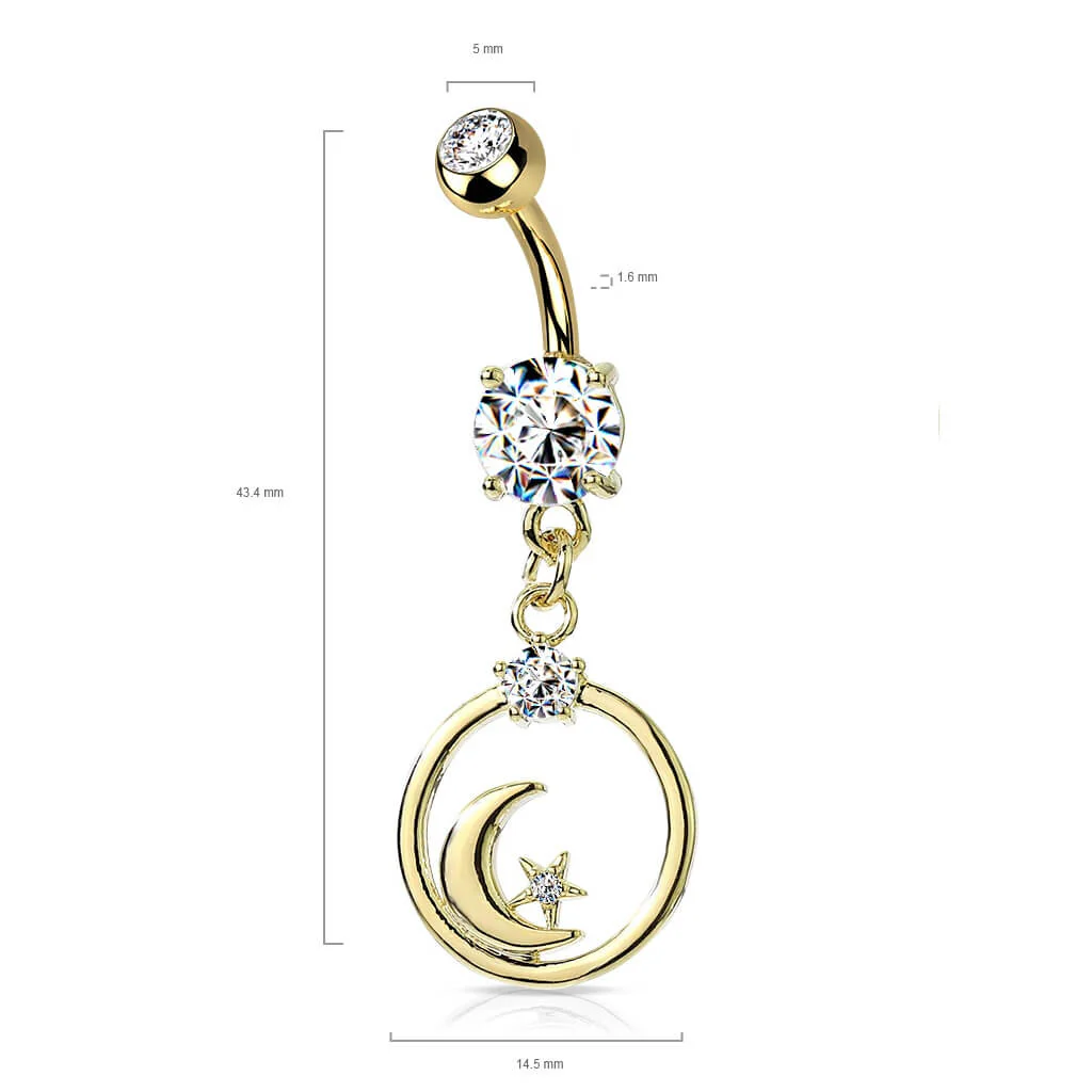 Belly Button Piercing Moon dangle Zirconia - Image 3