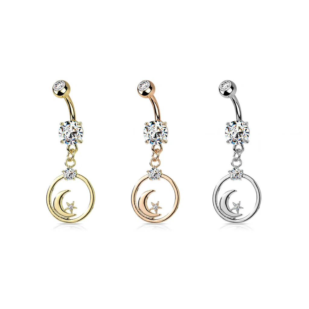 Belly Button Piercing Moon dangle Zirconia - Image 5