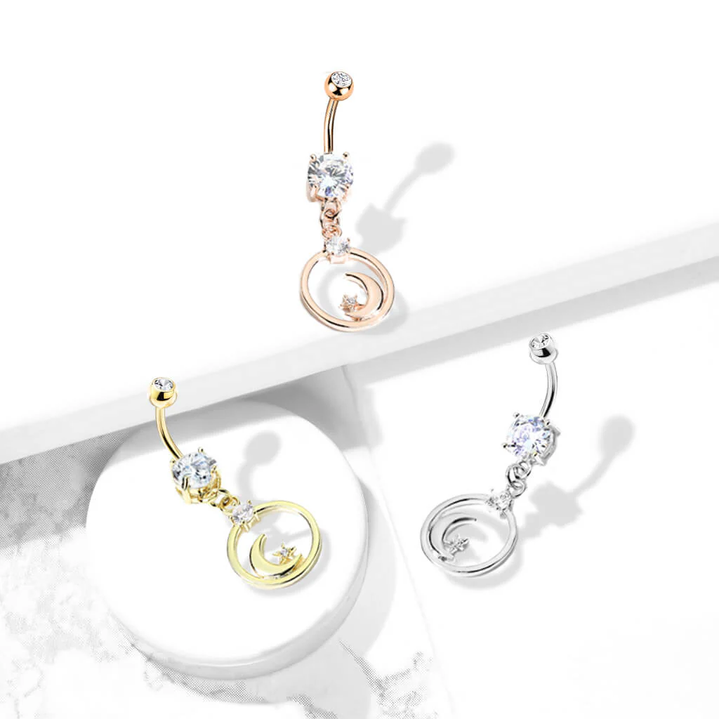 Belly Button Piercing Moon dangle Zirconia - Image 6