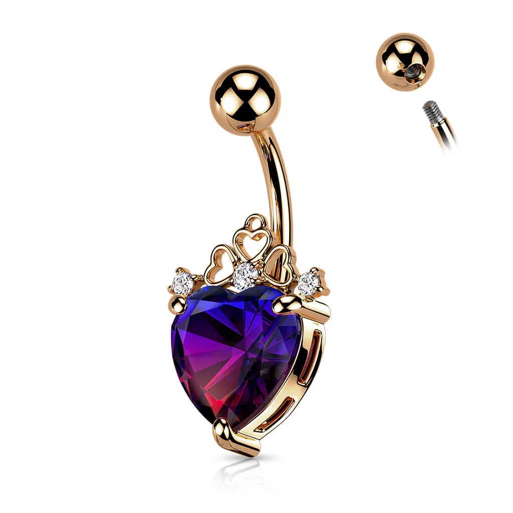 Belly Button Piercing Heart Crown Zirconia - Image 4