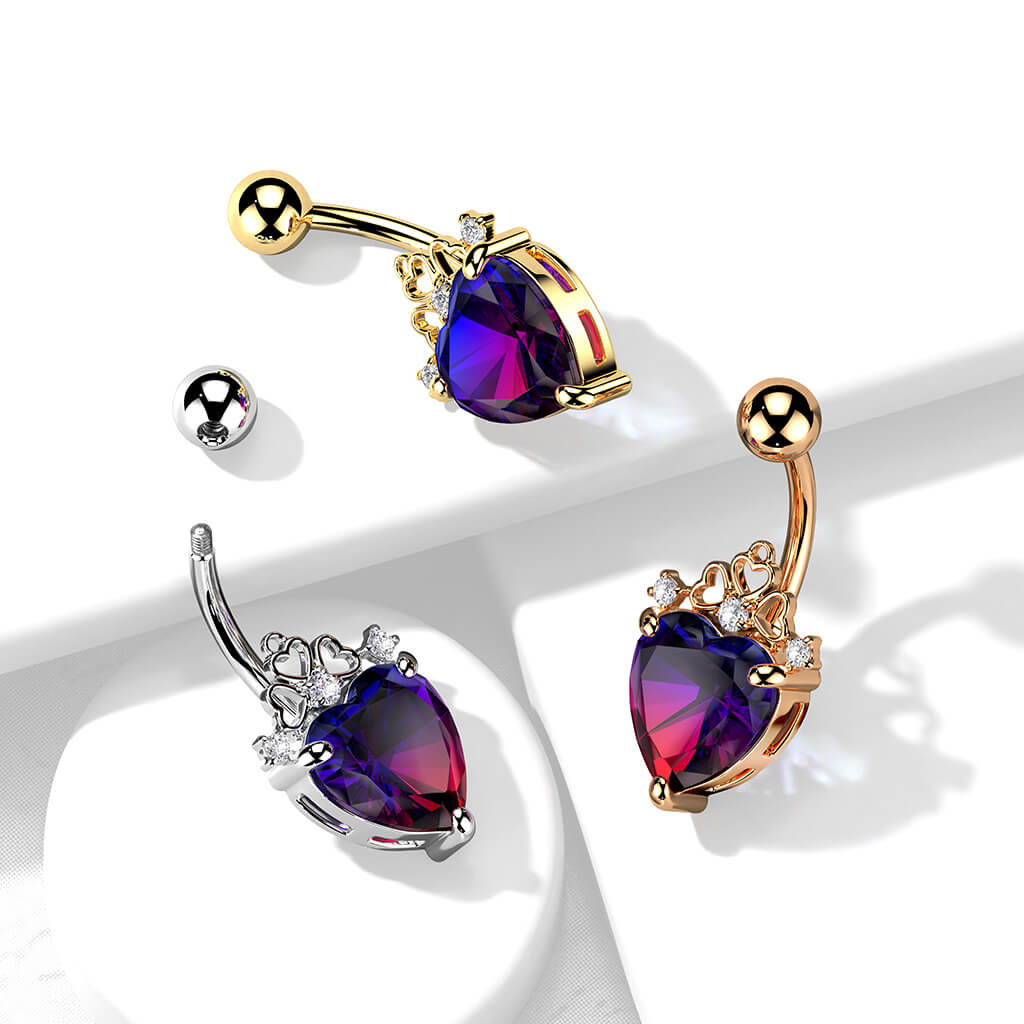 Belly Button Piercing Heart Crown Zirconia - Image 6