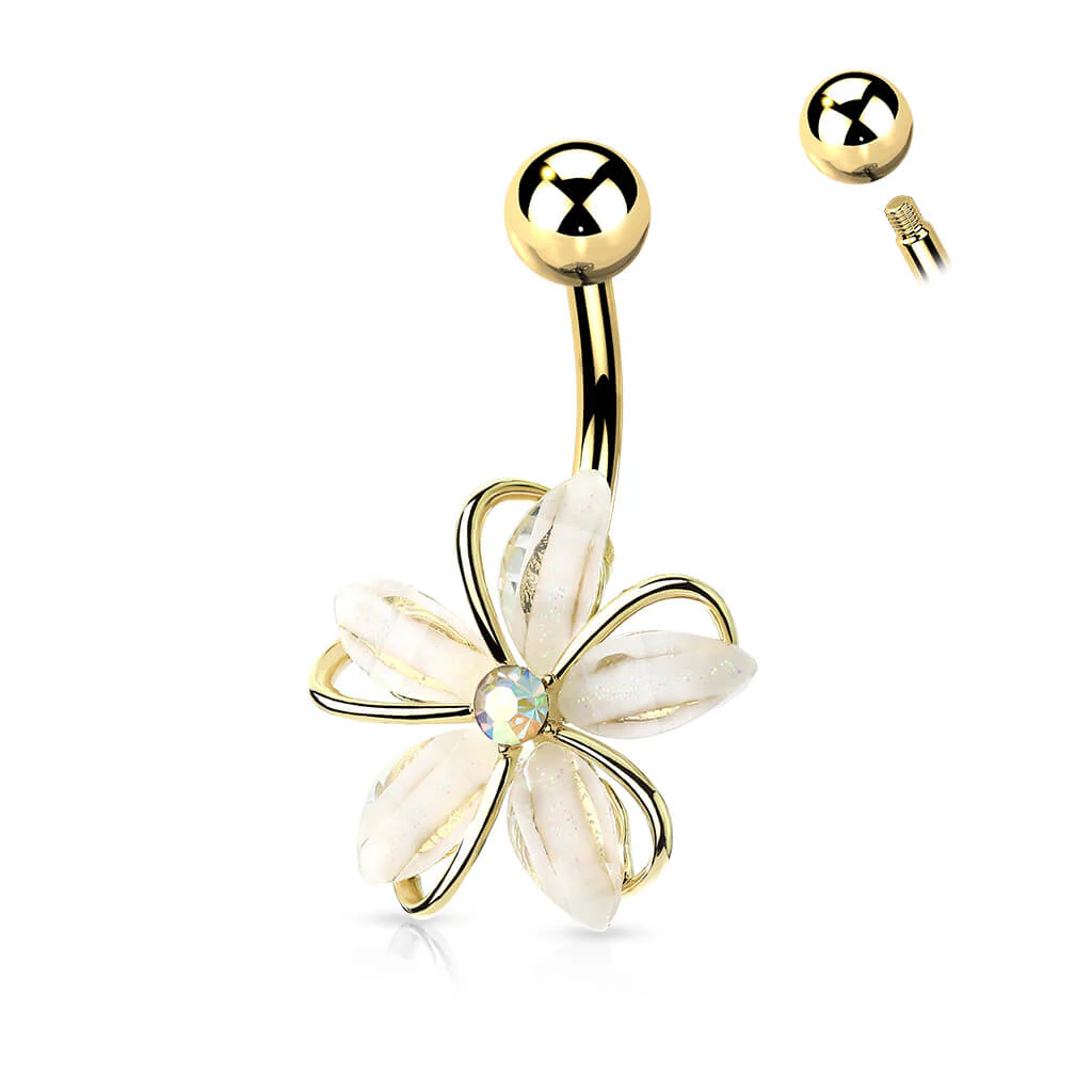 Belly Button Piercing Flower Zirconia - Image 2