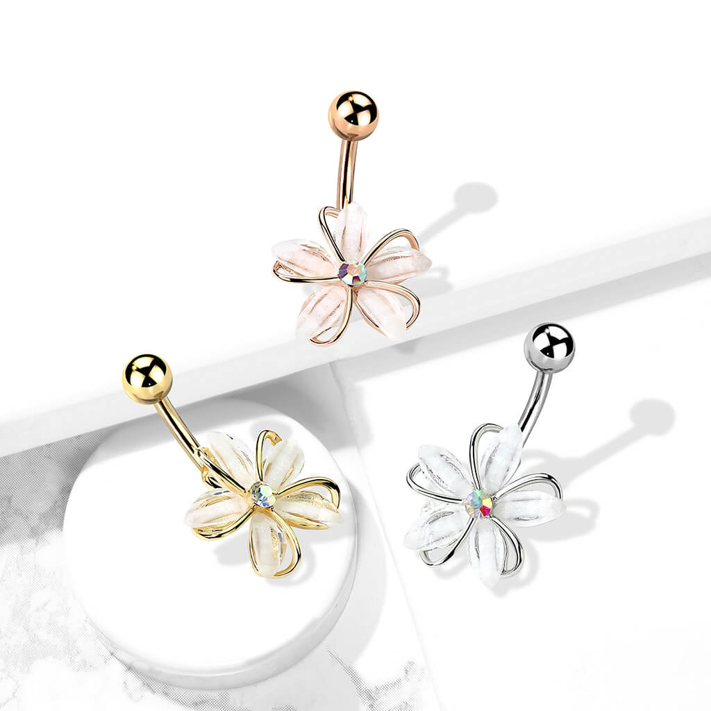 Belly Button Piercing Flower Zirconia - Image 6