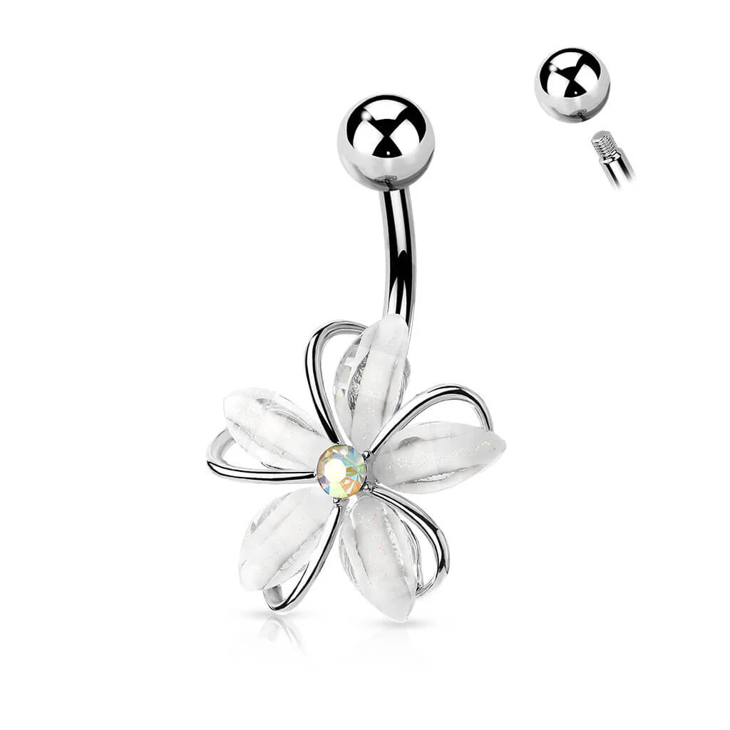 Belly Button Piercing Flower Zirconia - Image 7