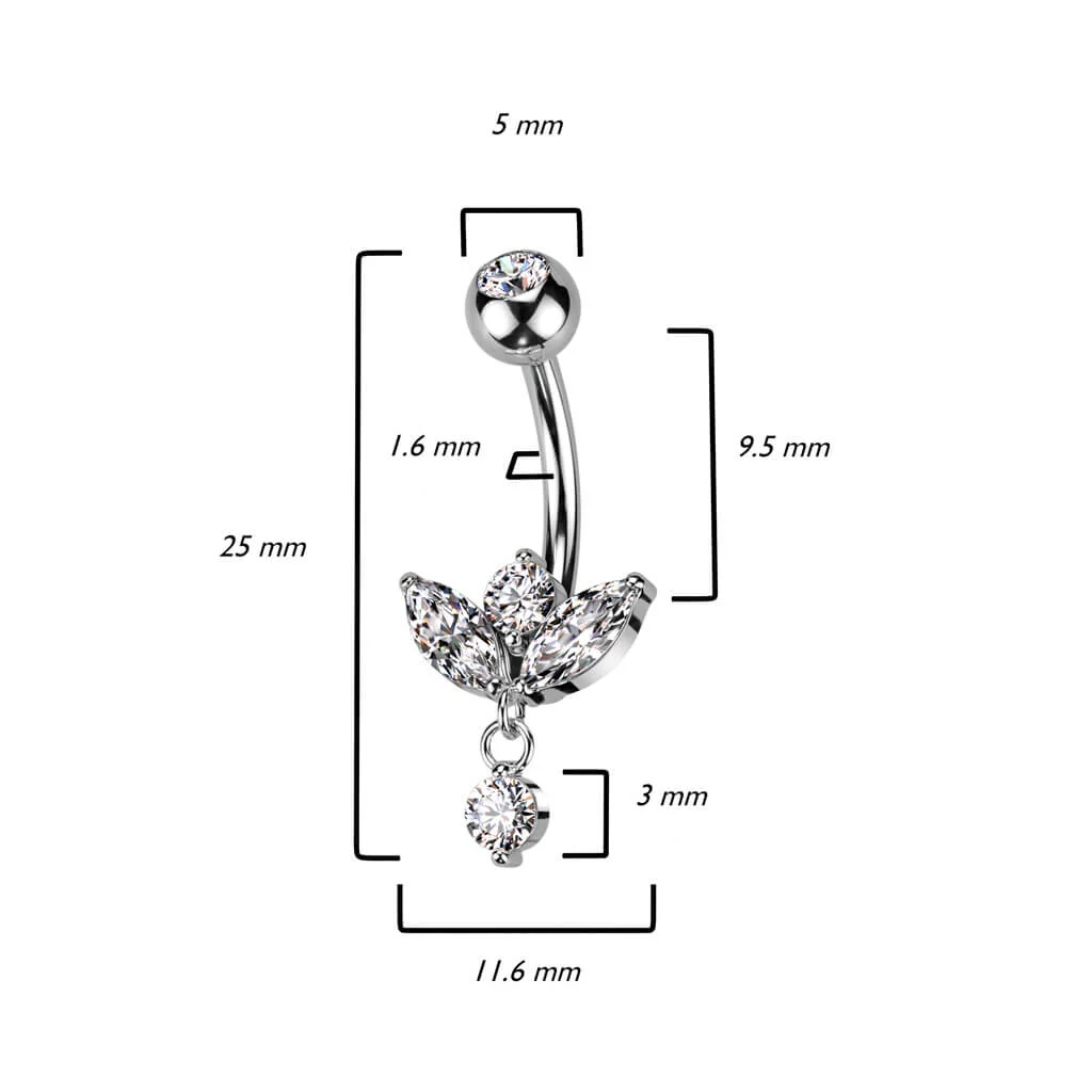 Belly Button Piercing Marquise Cut dangle cubic Zirconia - Image 3