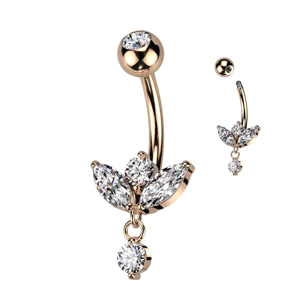 Belly Button Piercing Marquise Cut dangle cubic Zirconia - Image 5