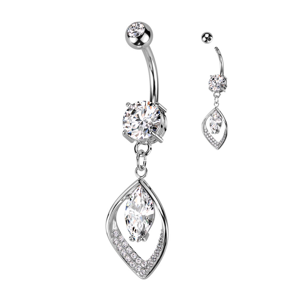 Belly Button Piercing Leaf dangle Zirconia - Image 2