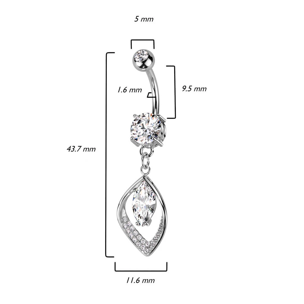 Belly Button Piercing Leaf dangle Zirconia - Image 3