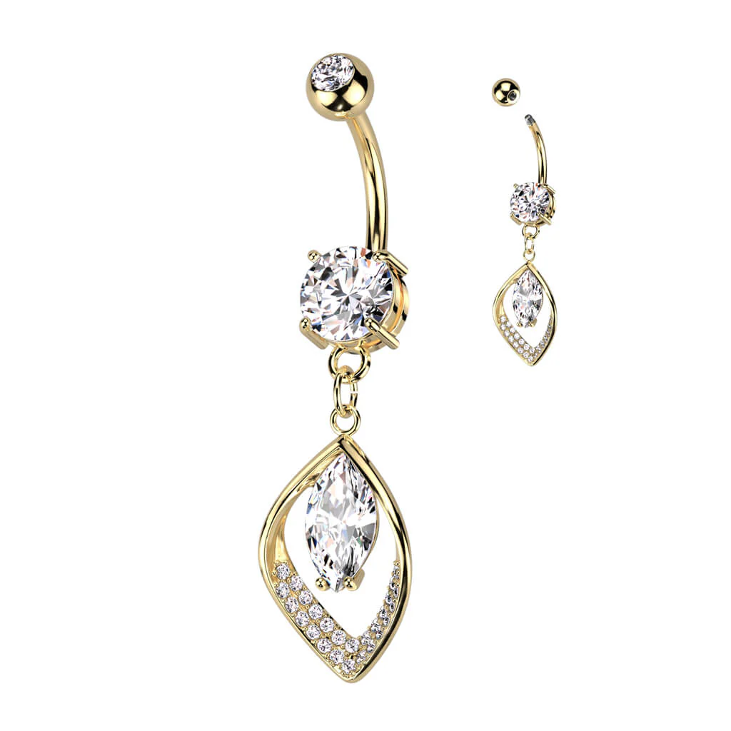 Belly Button Piercing Leaf dangle Zirconia - Image 4