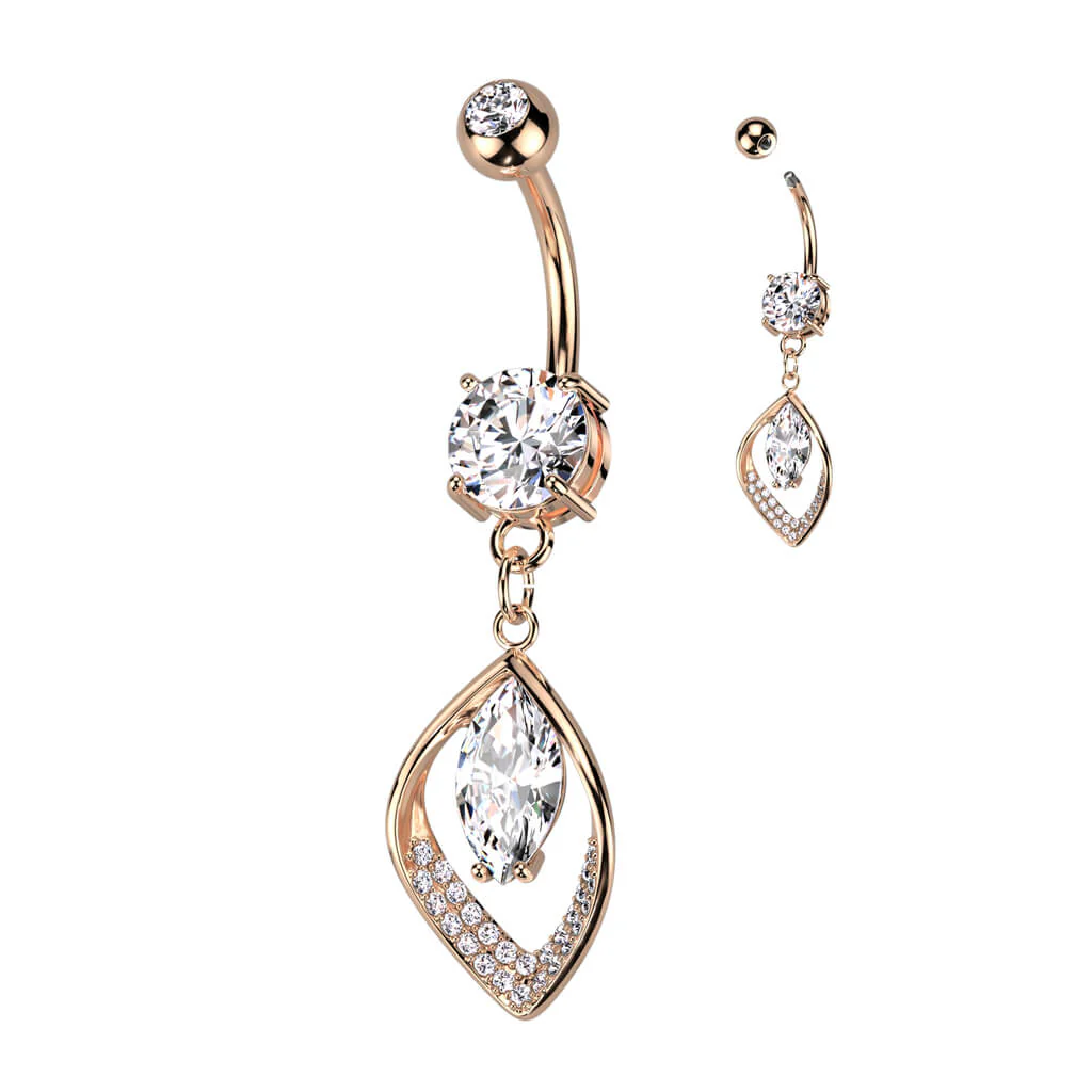 Belly Button Piercing Leaf dangle Zirconia - Image 5