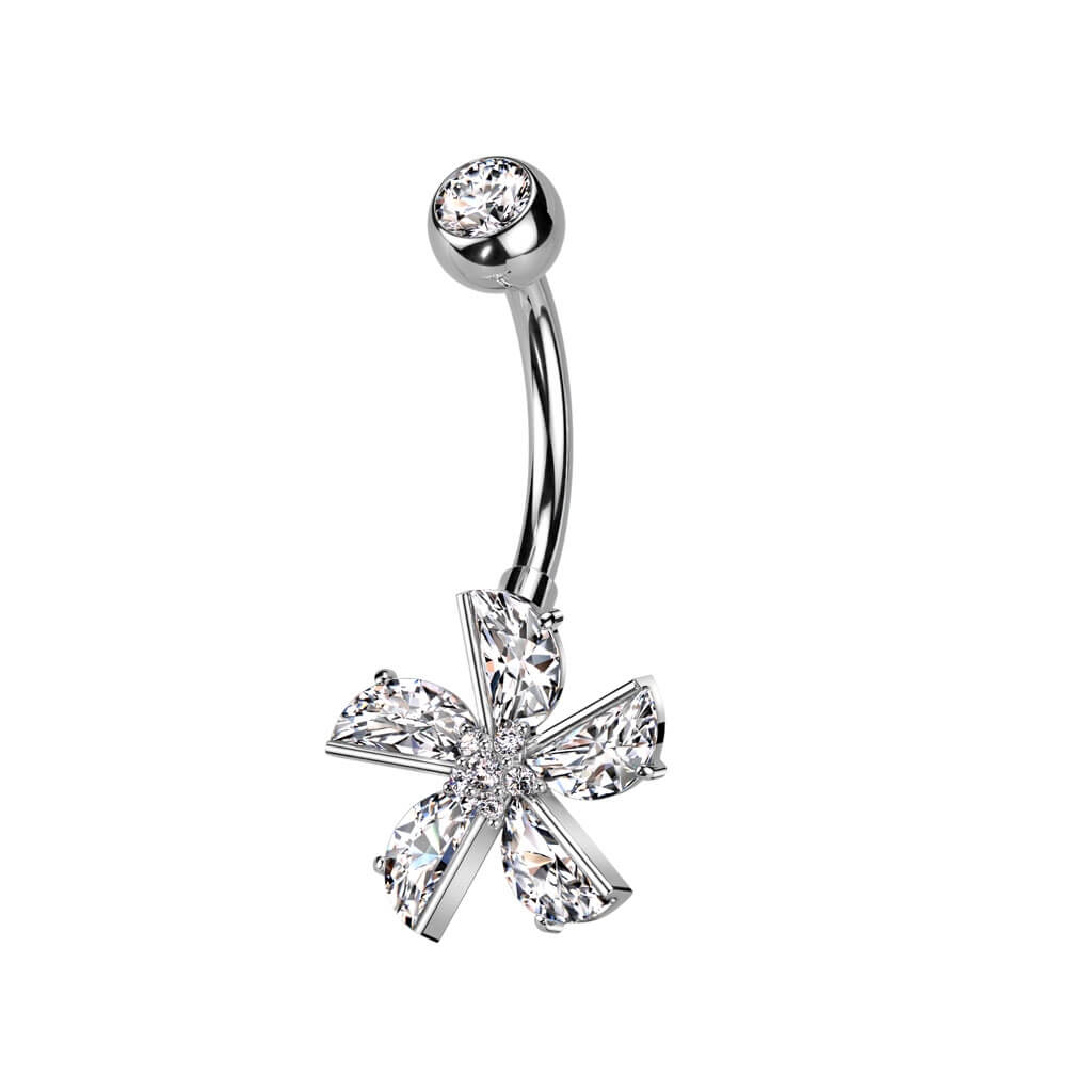 Belly Button Piercing Flower Zirconia - Image 2