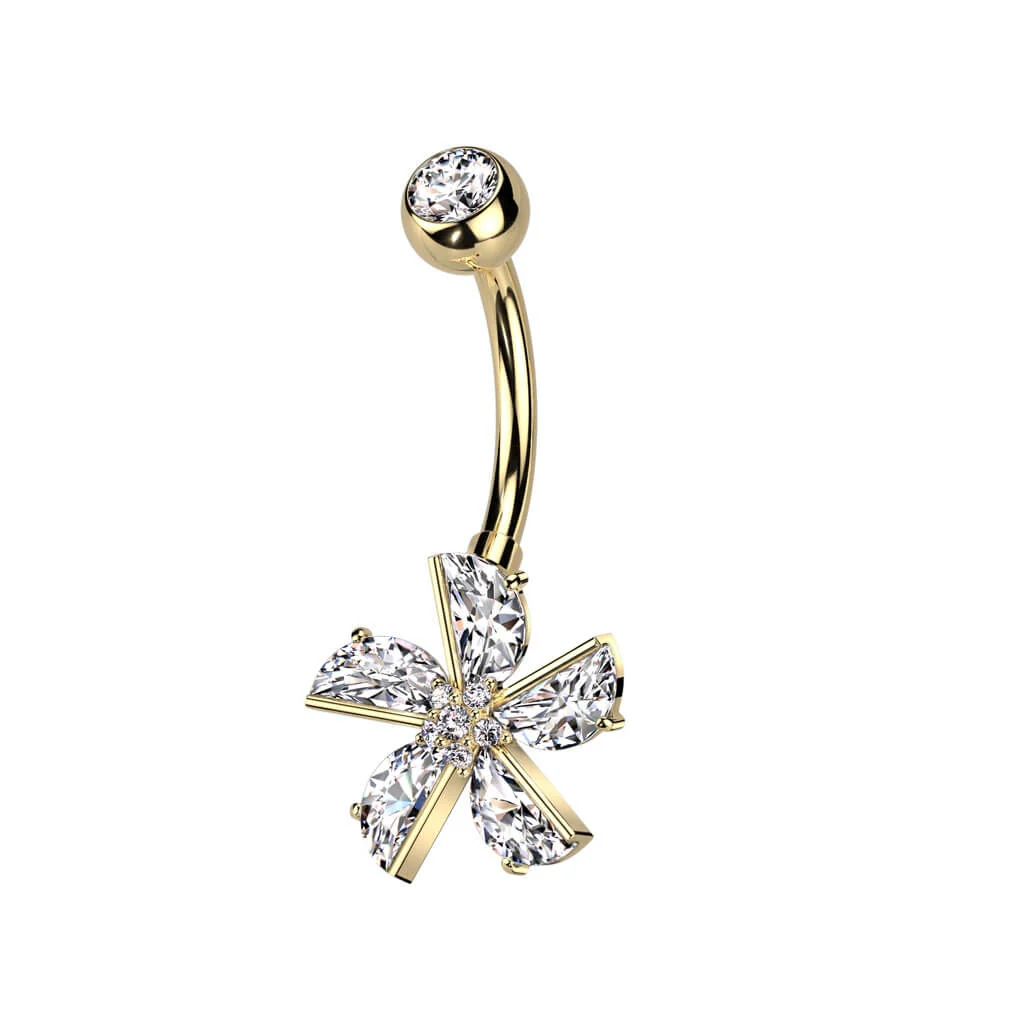 Belly Button Piercing Flower Zirconia - Image 3