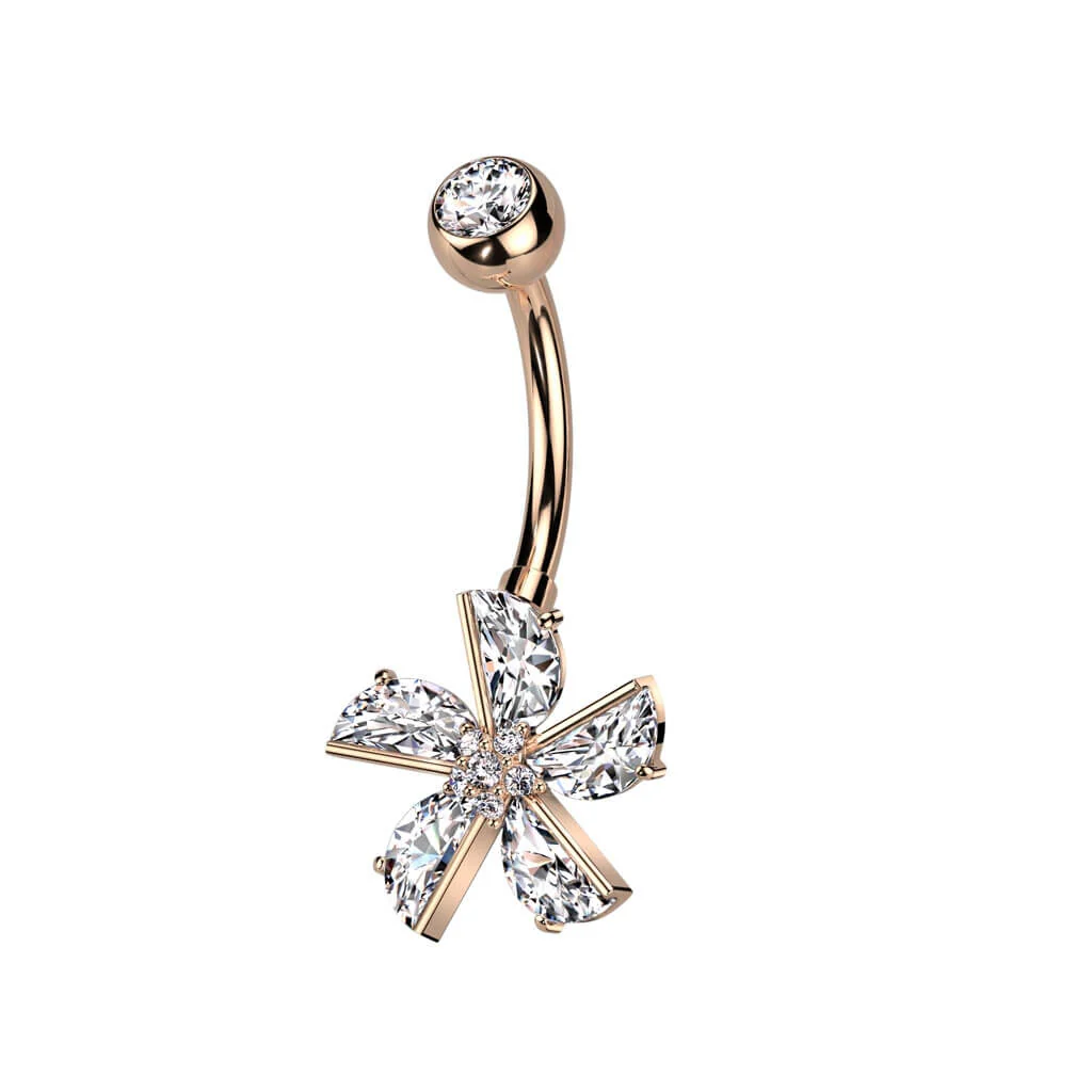Belly Button Piercing Flower Zirconia - Image 4