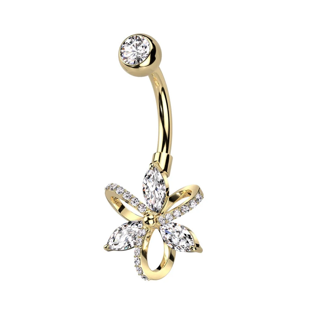 Belly Button Piercing Flower Zirconia - Image 3