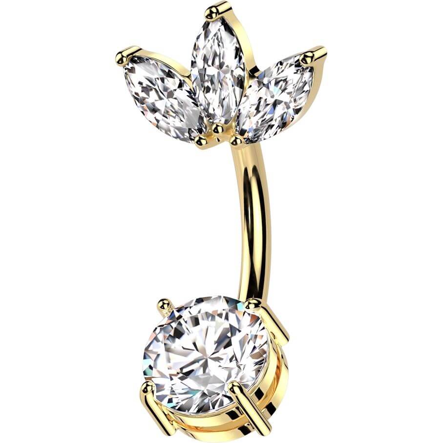 Belly Button Piercing 3 marquise cut zirconia fan - Image 4