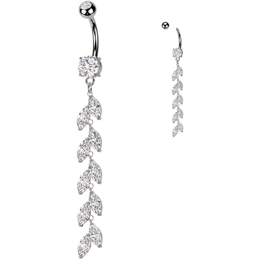 Belly Button Piercing marquise cut zirconia dangle - Image 4