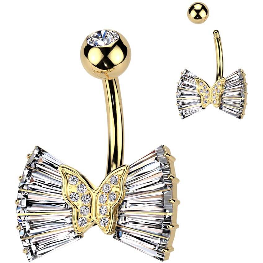 Belly Button Piercing ribbon zirconia - Image 3