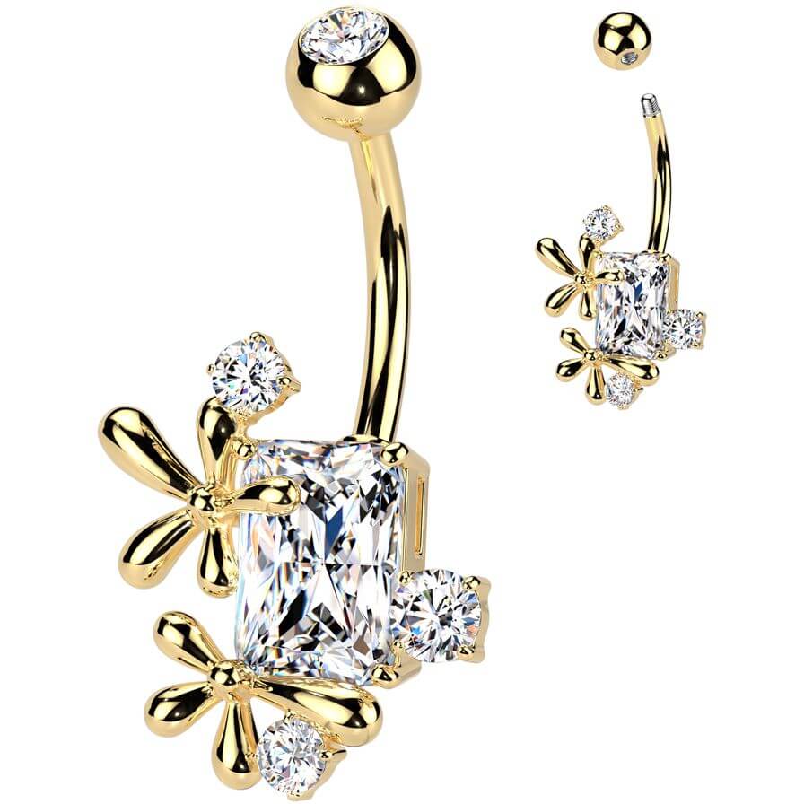 Belly Button Piercing flowers zirconia - Image 3