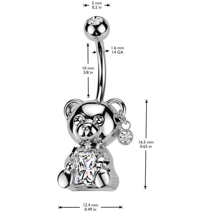 Belly Button Piercing teddy bear zirconia - Image 2