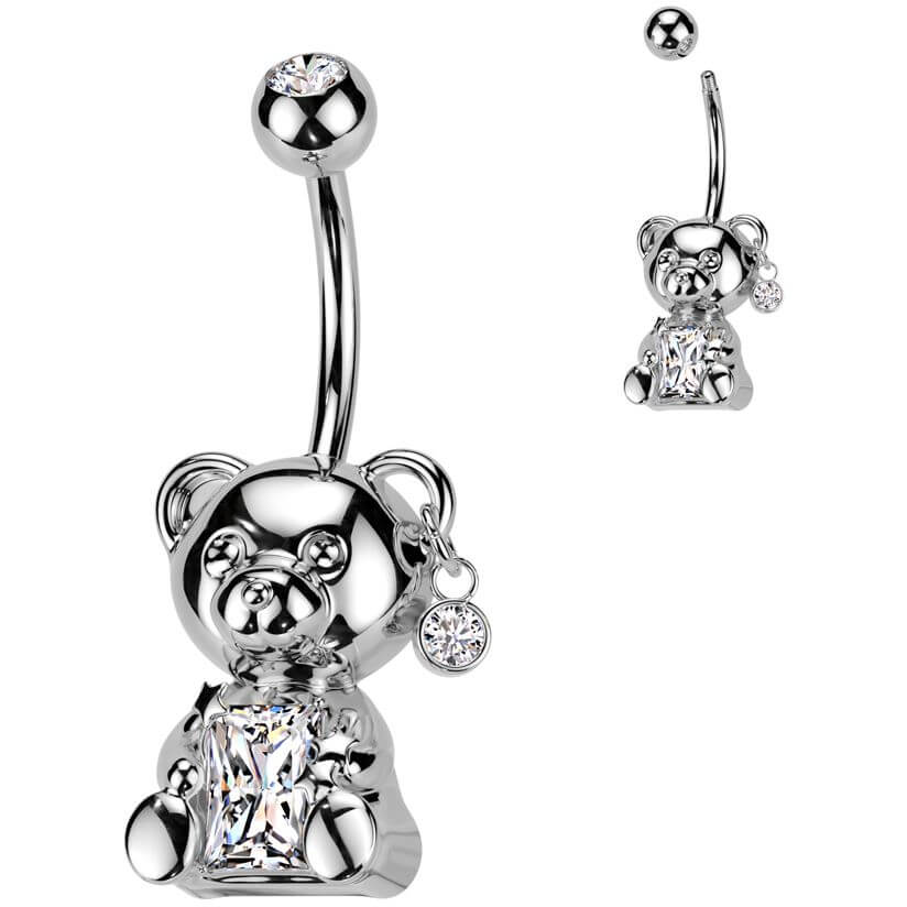 Belly Button Piercing teddy bear zirconia - Image 4