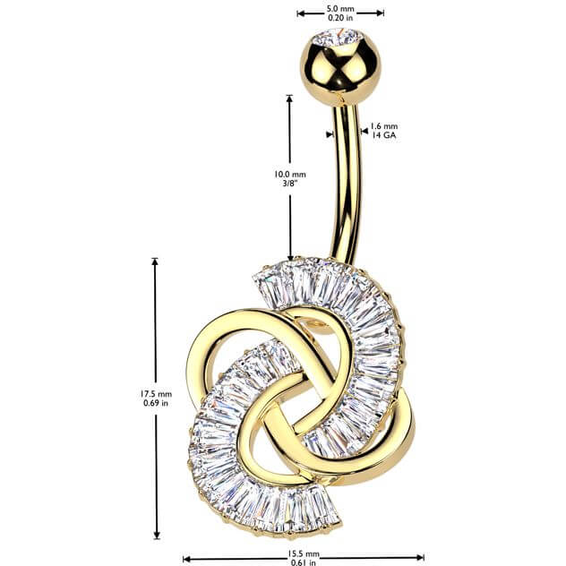 Belly Button Piercing knot baguette cut zirconia - Image 2