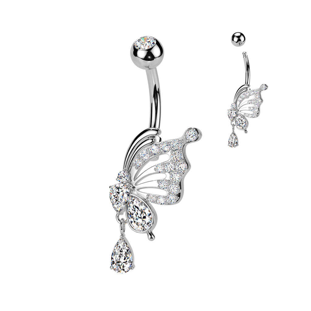 Belly Button Piercing butterfly wing dangle zirconia - Image 4