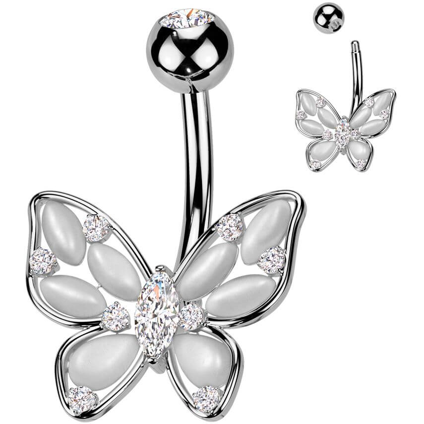 Belly Button Piercing butterfly cat's eye stones zirconia - Image 4